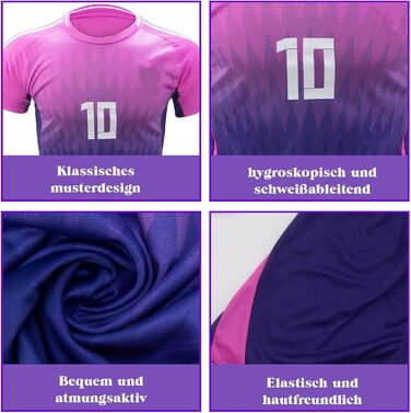 Дитяча футбольна форма, 8/ 10, виїзна футбольна форма для дітей з футболкою, шортами, шкарпетками, наколінниками та брелоком для дітей та підлітків 6-7 років, 10