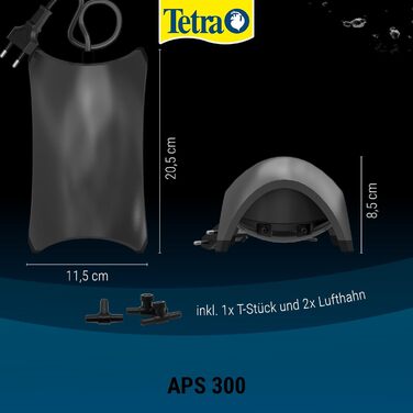 Повітряний насос для акваріума Tetra APS 300 - тихий діафрагмовий насос для акваріумів від 120 до 300 літрів, чорний