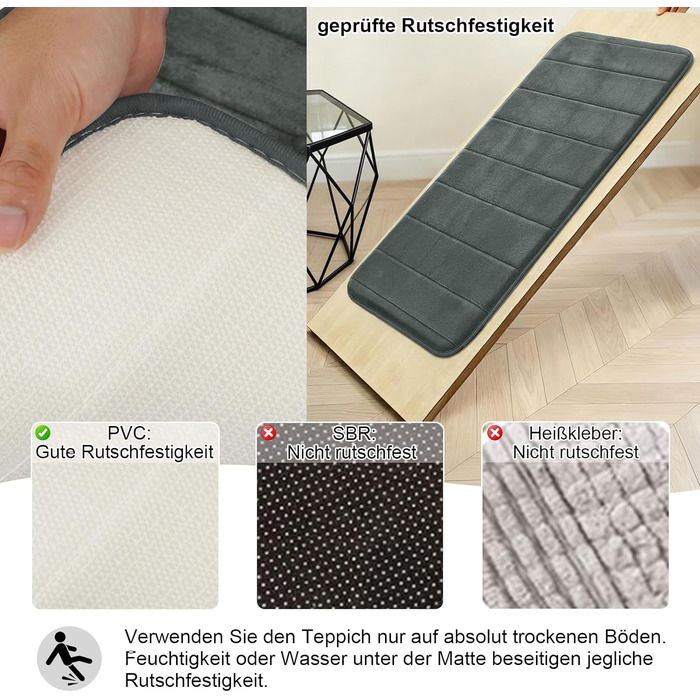 Комплект із 3 килимків для ванної кімнати з піни з ефектом пам&39яті, нековзний та вбираючий, можна прати, м&39який та швидковисихаючий, килимок для душу, туалету та ванни, темно-сірий