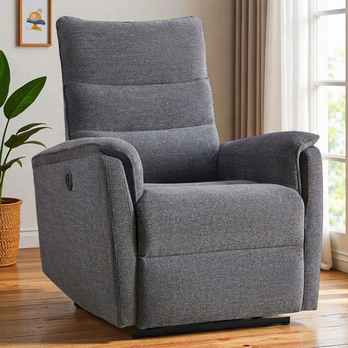 Електричне крісло-реклайнер для телевізора EBELLO з функцією відкидання, крісло для телевізора у вітальні, витримує до 150 кг, одне крісло-реклайнер для вітальні, темно-сірий 1 темно-сірий