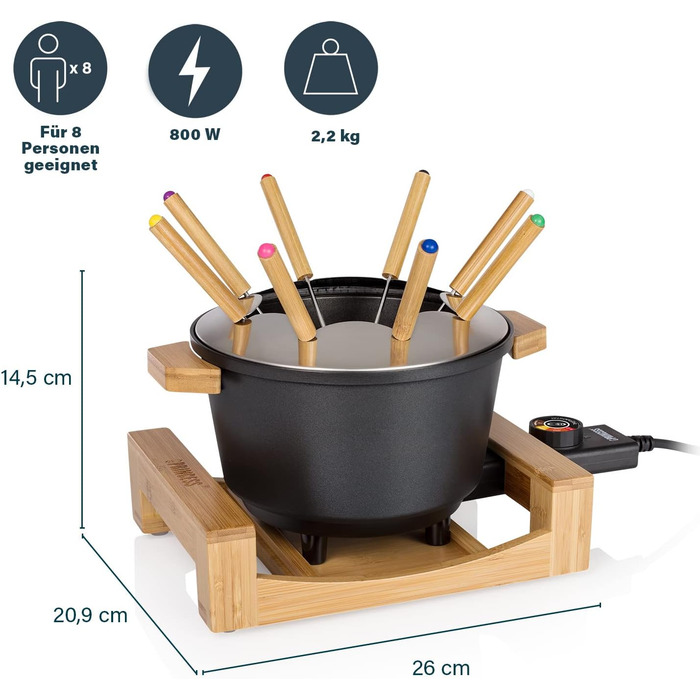 Підходить для 8 осіб, 800 Вт, ємність 1,5 л, легке очищення, 173025 Bamboo Black