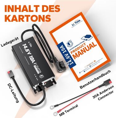 Зарядний пристрій LiTime 14.6V 10A LiFePO4, водонепроникний IP67, зарядний пристрій для літій-