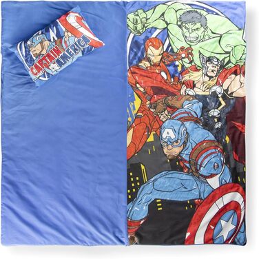 Спальний мішок та м&39яка подушка Jay Franco Marvel Avengers, 2 шт., дитячий м&39який спальний мішок для дому з ручкою для перенесення, ідеально підходить для шкільних екскурсій та ночівлі, синій Avengers