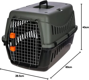 Транспортний ящик Kerbl Eco (Д x Ш x В 60 x 40 x 38,5 см, з мискою для води та ручкою для перенесення, високоякісні металеві дверцята) 80561
