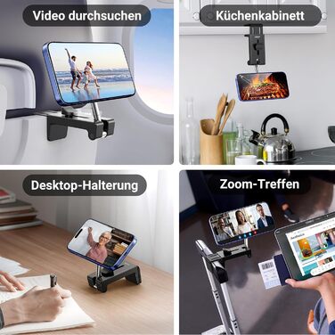 Тримач для мобільного телефону в літаку, 4 в 1 регульована підставка для мобільного телефону, дорожні гаджети для польоту на підно