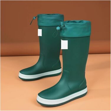 Чоловічі гумові чоботи, високі, водонепроникні, нековзні, для використання на вулиці, садівництва, роботи та відпочинку, зелені плюшеві, розмір 44 EU