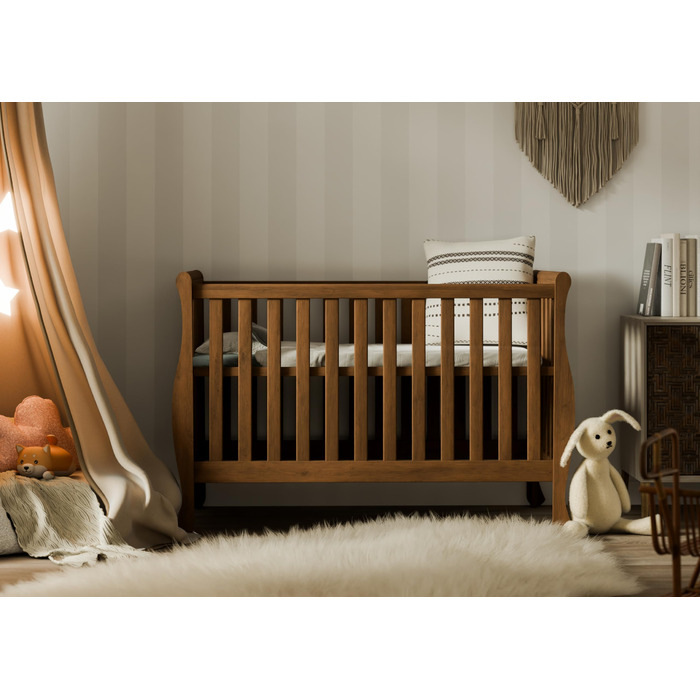 Дитяче ліжко Gala 120x60 см Елегантне біле дитяче ліжко з розсувним бар&39єром Трансформується в кушетку, виготовлене з високоякісної соснової деревини та МДФ, ідеально підходить як дитяче ліжечко та ліжечко, коричневе