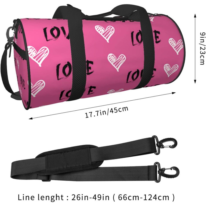 Сумка-дорожня чоловіча Sketch Hearts Love, до Дня Святого Валентина, для вікендів, подорожей, спорту, спортивна сумка
