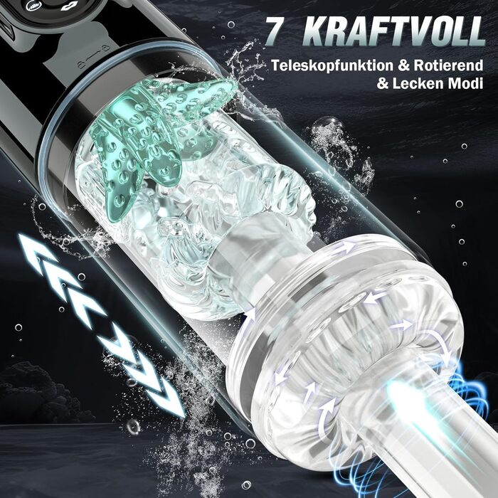 Електричний мастурбатор, секс-іграшка для чоловіків із 7 режимами телескопічна функція, обертання, всмоктування, вібрація та лизання мастурбація для чоловіків секс-іграшки кишенькові мастурбатори-кишеньки, секс-іграшки