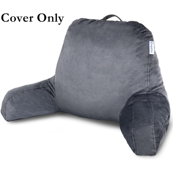 Змінний чохол для подушки для читання ComfortSpa для спинки 19 дюймів, поліестеровий велюр, можна прати в пральній машині та сушити в сушильній машині, сірий
