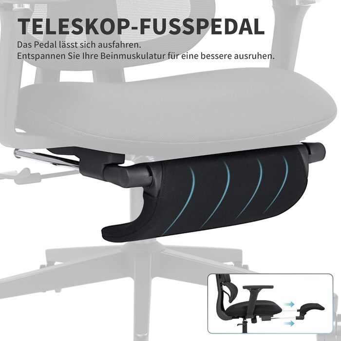 Ергономічне офісне крісло з підставкою для ніг, крісло для роботи з високою спинкою та подвійною спинкою, 2D-підголівник, відкидні підлокітники, губчасте сидіння, сітчасте крісло, крісло керівника, комп&39ютерне крісло для дорослих, чорне