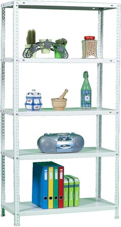 Стелаж SimonRack для важких умов експлуатації, металевий стелаж 200x100x50, підвальний стелаж, вантажопідйомність 100 кг, 5 полиць, білий - Comfort