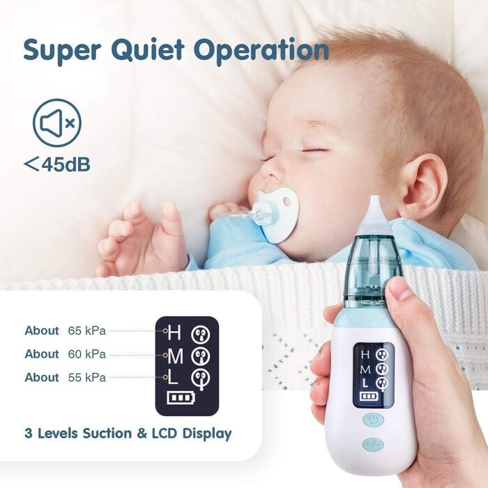 Дитячий назальний аспіратор, портативний електричний назальний аспіратор, назальний аспіратор з 3 рівнями всмоктування та 4 багато