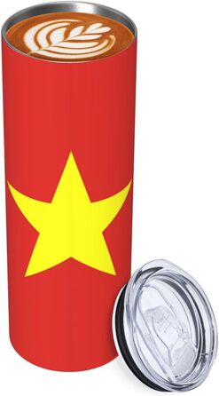 Кухоль з прямою трубочкою, принт з в&39єтнамським прапором, дорожній кухоль, підходить для кемпінгу, офісу та дому, 590 мл