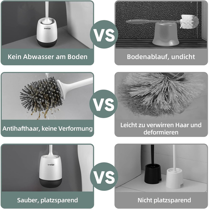 Щітка для туалету Braoses з тримачем набір силіконових щіток для туалету з довгою ручкою та швидковисихаючим тримачем для ванної к