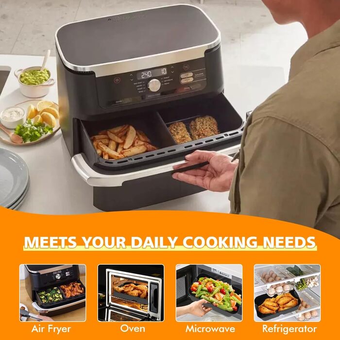 Аксесуари для фритюрниці VIRIECH 3 шт. для Ninja Foodi Flexdrawer AF500EU, двозонні аксесуари для фритюрниці, багаторазова силіконова форма для фритюрниці 3 в 1 для аксесуарів для фритюрниці Ninja