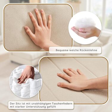 Модульний 5-місний диван з розкладною підставкою для ніг, L-подібної, U-подібної форми, підходить для вітальні, квартири тощо, бежевого кольору