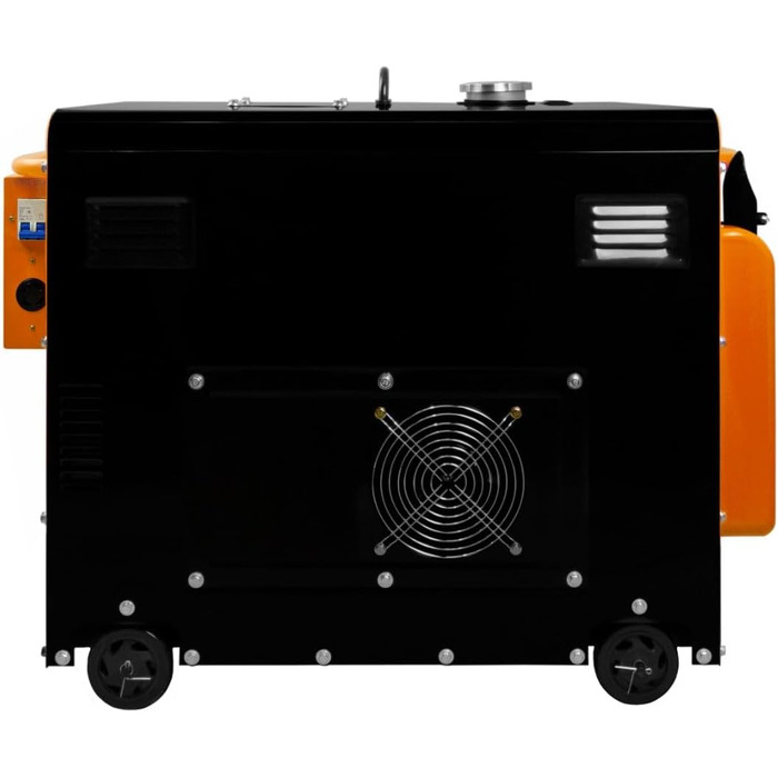 Дизельний генератор, безшумний аварійний генератор, однофазний двигун 230 В 6500 Вт 13 к.с., електричний стартер 115 В, сталь з чорним порошковим покриттям, місткість 20 л, інструменти та лійка