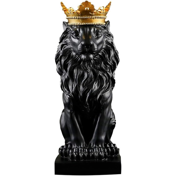 Корона - Статуетка, будинок, офіс, бар, лев-самець, віра, смола, скульптура, , анімалістика, прикраса, орнамент - Чорний