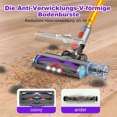 Акумуляторний пилосос coovy SU7 580 Вт, 45000 Па Акумуляторний пилосос до 70 хвилин роботи, Акумуляторний пилосос з супер великим