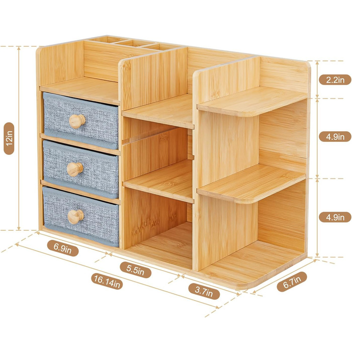 Бамбуковий косметичний органайзер для макіяжу Дерев'яний органайзер для зберігання макіяжу Організатор краси Бамбуковий ящик для з