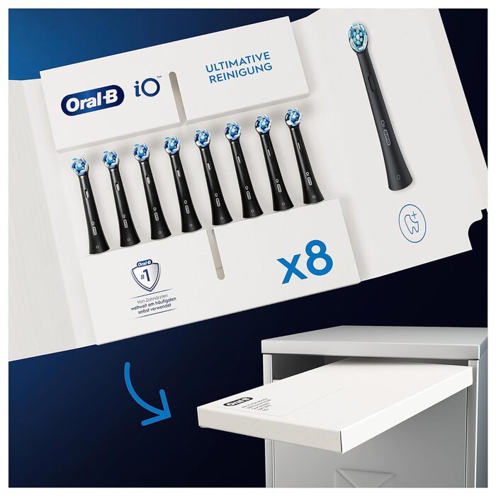 Щітки для чищення електричної зубної щітки Oral-B iO Ultimate, 4 шт., Ultimate Tooth Cleaning with iO Technology, чорна, готова до поштової скриньки упаковка (8 шт. (1 упаковка))