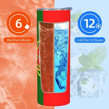 Кухоль з прямою трубочкою, дизайн португальський прапор, друкований, дорожній кухоль, підходить для кемпінгу, офісу та дому, 590 мл