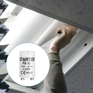 Стартер для люмінесцентних ламп, люмінесцентний для одноконтурної світлодіодної трубки лампи longlife light люмінесцентної лампи довготривалий стартер для люмінесцентних ламп LED лампи (6*4-65W), 6 шт.