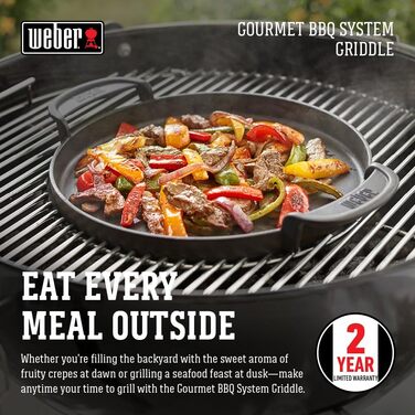 Чавунна планча Weber для системи Gourmet BBQ рівномірний нагрів, для риби, овочів та страв-смажениць чорна (7421)