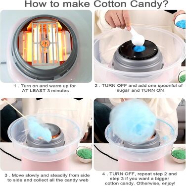 Машина для виробництва солодкої вати для дому, машина для виробництва солодкої вати з великою мискою, машина для солодкої вати потужністю 500 Вт для вечірки, проста в експлуатації та легка чистка