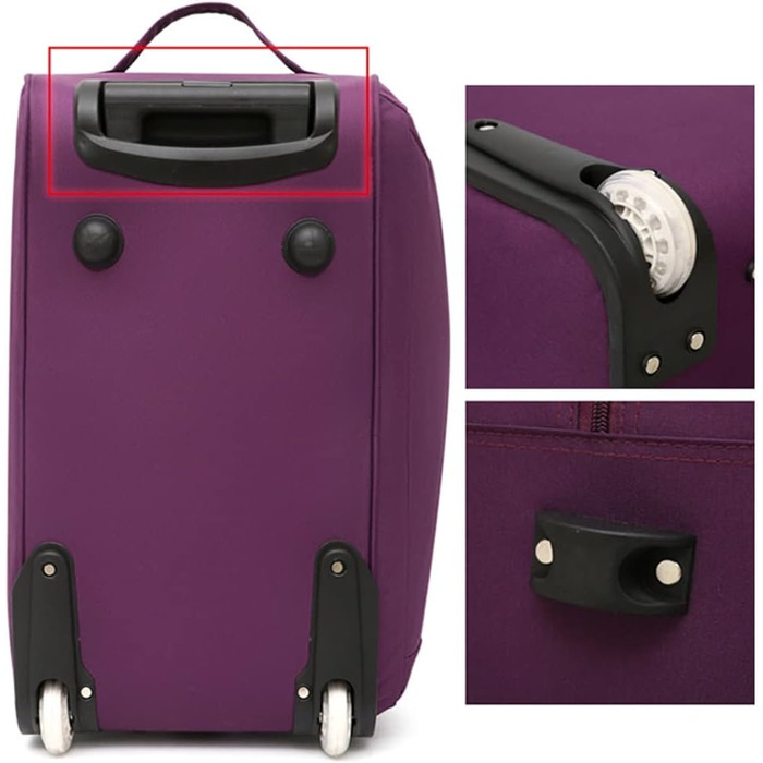 М'яка валіза на колесах, водонепроникна та легка дорожня сумка, ручна поклажа для бізнесу, універсальний візок для подорожей (чоловіча/жіноча), сумка для коротких поїздок на вихідні. Колір фіолетовий, розмір 19 дюймів (фіолетовий)
