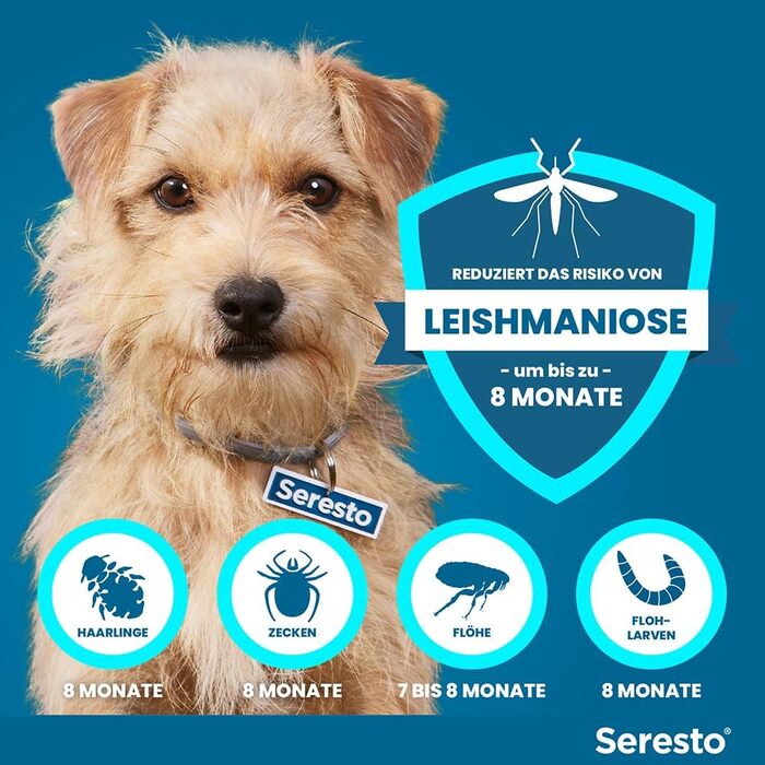 Нашийник Seresto Elanco для маленьких собак вагою до 8 кг 7-8 місяців ефективного захисту від кліщів та бліх, довжина 36 см, 1,25 г 0,56 г
