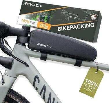 Сумка на верхню трубу велосипеда Rovativ Bikepacking 1,8 літра 100 водонепроникна - Сумка на верхню трубу - Надміцне кріплення - Нова блискавка - для гравійних велосипедів, шосейних велосипедів, гірських велосипедів