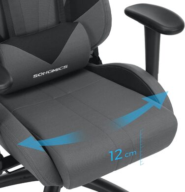 Офісне крісло Songmics, ігрове крісло, ергономічне крісло керівника з регульованими підлокітниками, підголівником та поперековою подушкою, 66 x 72 x 124-132 см, сіро-чорне, RCG13G, сірий чорний