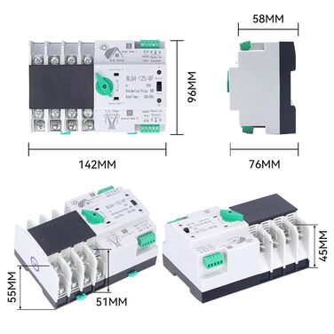 Подвійний автоматичний перемикач напруги AC 400V 4P 100A ATS PC DIN Rail Аварійний перемикач електромережі Перемикач Перемикач для муніципальної енергетики, ДБЖ, Інвертор, Сонячна фотоелектрична