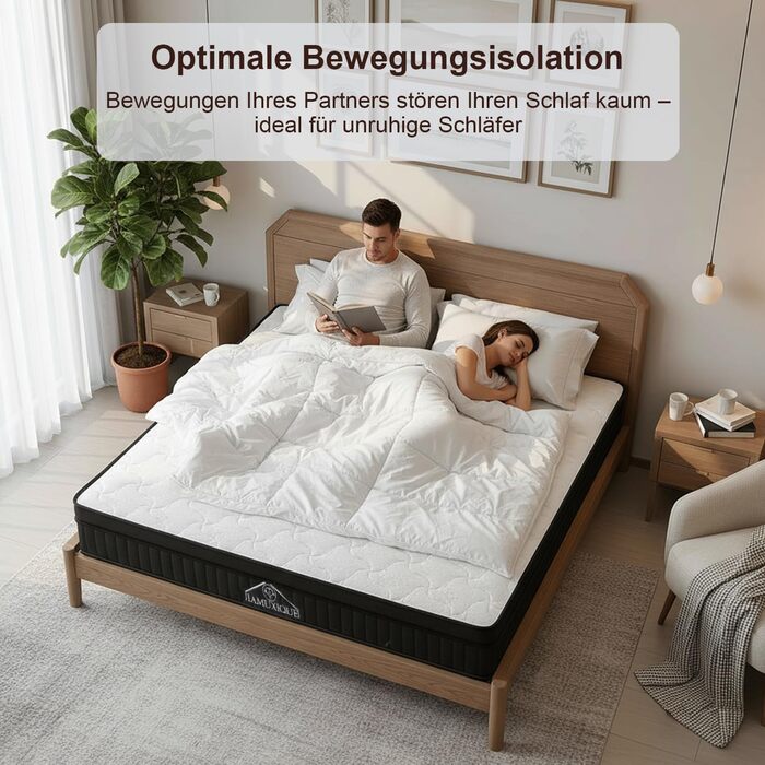 Матрац 140x200 см, висота 25 см, середньої жорсткості (H3), 7-зонний гібридний матрац, ортопедичний пружинний матрац з комфортною піною, дихаючий, що знімає тиск 140x200x25