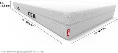 Матрац Bodyguard bett1 Anti-Cartel 90x190. Найпопулярніший матрац у Німеччині (2 рівні жорсткості середньо-жорсткий та жорсткий, чохол можна прати при 60C, сертифікований Oeko-TEX 100, ергономічні модулі, піна QX) середньої жорсткості 90 x 190 см