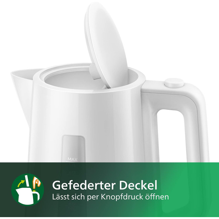 Чайник Philips, об'єм 1,7 л, зі світловим індикатором, на підставці Пірует, білий (HD9318/00) Білий