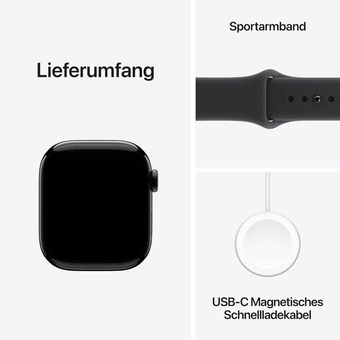 Розумний годинник Apple Watch Series 11 GPS 42 мм із алюмінієвим корпусом Diamond Black та чорним спортивним ремінцем (S/M). Оцінка сну, фітнес-трекер, відстеження здоров&39я, завжди ввімкнений дисплей, водонепроникність. Корпус S/M 42 мм, діамантовий чор