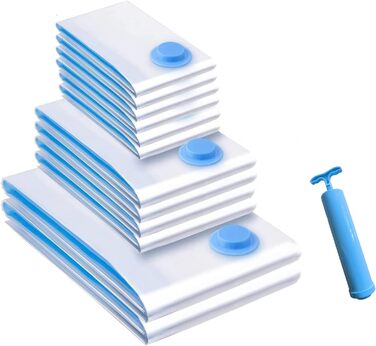 Вакуумні пакети для одягу Ersozrin 12 шт. з герметичним клапаном і ручним насосом вакуумні (6x50x70см/4x60x80см/2x80x100см) Вакуумні пакети для одягу економлять місце