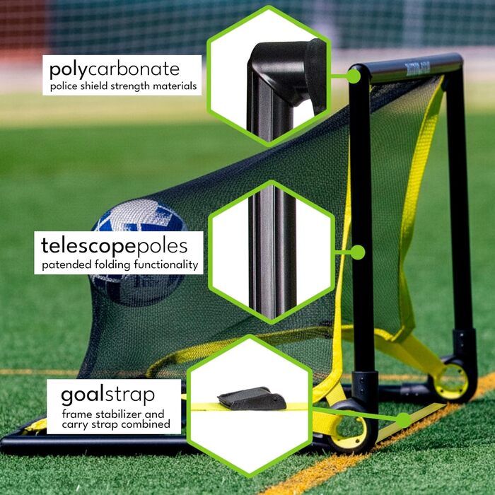 Ворота BazookaGoal Original Solid Frame Pop-Up - Складані міні-футбольні ворота для дітей та дорослих - Портативні футбольні ворота - Легке складання та стійкість 1,20 x 0,75 м Чорний колір