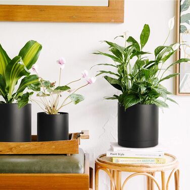 Пластиковий горщик для квітів з декількома дренажними отворами, набір з 4 кашпо для трав з блюдцем, кругле кашпо для кімнатних і б