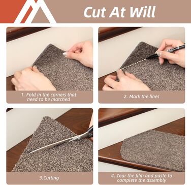 Килим COSY HOMEER, нековзний, 71,1 x 22,9 см, доріжка для дерев&39яних сходів, килимки для сходів для дітей та собак, основа 100 поліестер TPE, 15 шт. , бежевий, захищає підлогу 15 шт. бежевий