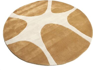 Камені ручної роботи, Килим, Середній ворс, 150 см, Круглий, Сучасний, Шерсть, Передпокій, Спальня, Кухня, Вітальня, Коричневий, К