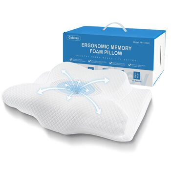 Подушка для шиї для сну, ортопедична подушка з піни з ефектом пам&39яті, ергономічна подушка для шиї 2-в-1 для сну на боці зі знімним чохлом, який можна прати, 62 x 39 x 11/13 см, біла