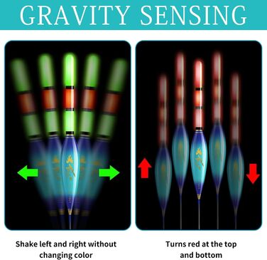 Рибальські поплавці, Набір з 3 світлодіодних рибальських поплавців, Риболовля на поплавці, Рибальські поплавці, Рибальські аксесуари, Риболовля на поплавці з датчиком сили тяжіння, Набір рибальських поплавців, Риболовля на озерах, річках або ставках