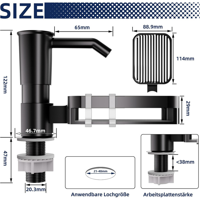 Пластиковий дозатор мила кухонний,Дозатор мила кухонний,Дозатор рідини для миття посуду кухонний,Дозатор мила вбудований в дозатор