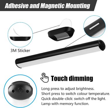 Кухонне освітлення під шафою Світлодіодний бездротовий затемнення, магніт для освітлення шафи на батарейках 4000 мАг, настільна ла