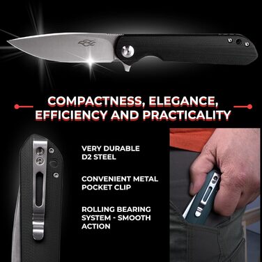 Складаний ніж зі сталі D2 лезо G10 антиковзаюча ручка з кліпсою Гострий одноручний ніж з піхвами і шарикопідшипником Кемпінг Полюв