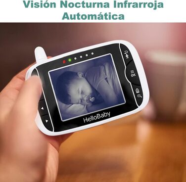 Монітор HelloBaby з камерою HB65, 3,2-дюймовий дисплей, радіоняня, кут огляду 360 градусів, дитяча камера з дистанційним керування